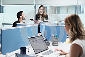 People Coworkers Meeting And Speaking For Business In Coworking Office