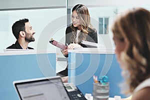 People Coworkers Meeting And Speaking For Business In Coworking Office