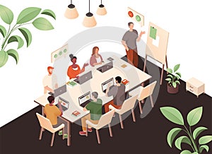 People in coworking office at table