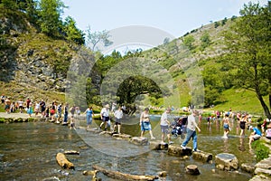 People crossing river Dove