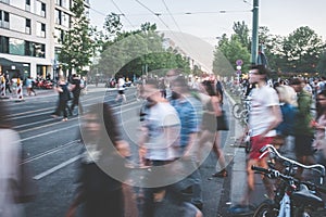 People crossing street , blur / city traffic