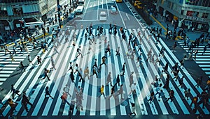 People crowd crossing the street in a city
