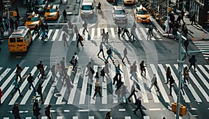 People crowd crossing the street in a city