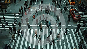 People crowd crossing the street in a city