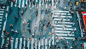 People crowd crossing the street in a city