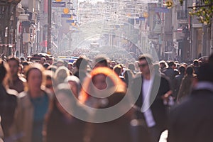 People crowd walking on street