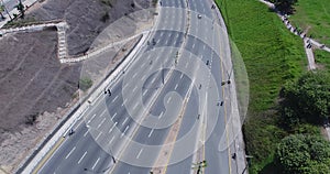 People cycling direction to the beach. Miraflores district.