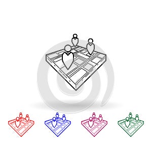 People on 3d map multi color icon. Simple thin line, outline vector of navigation icons for ui and ux, website or mobile