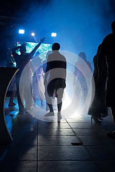 People Dancing Silhouette Nightclub Disco Night