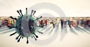 People defend from virus, coronavirus. Cells attacking causing pandemic