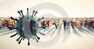 People defend from virus, coronavirus. Cells attacking causing pandemic photo