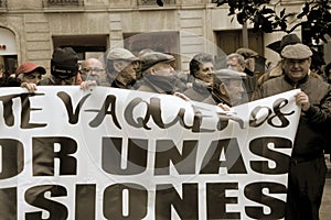 People at a demonstration in behalf of public pensions 6