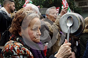 People at a demonstration in behalf of public pensions 30