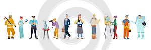 People of different occupations, cartoon characters set of professions, vector illustration