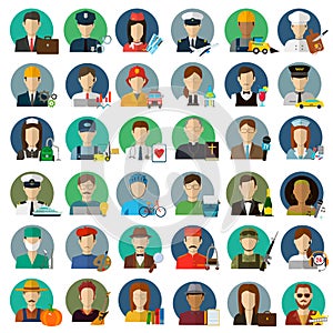 People of different occupations. Professions icons set. Flat design. Vector