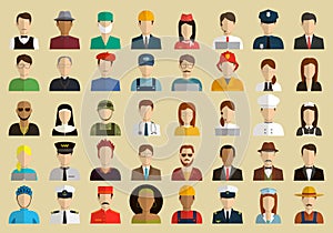 People of different occupations. Professions icons set. Flat design. Vector