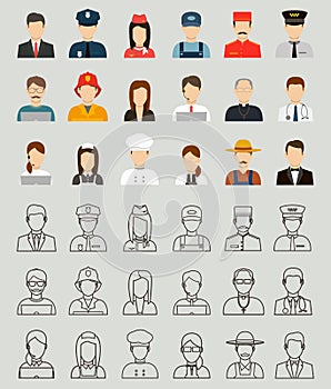 People of different occupations. Professions icons set. Flat design. Vector