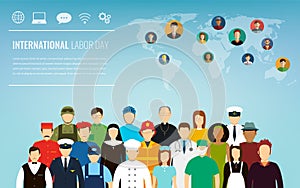 People of different occupations. Professions set. International Labor Day. Flat Vector