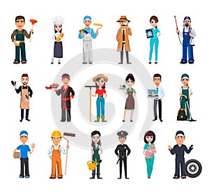 Set of 18 professions. People of different occupations photo