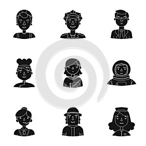 People of different profession set icons in black style. Big collection of people of different profession vector symbol