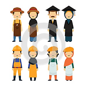 People in different professions set, worker icons on white background.