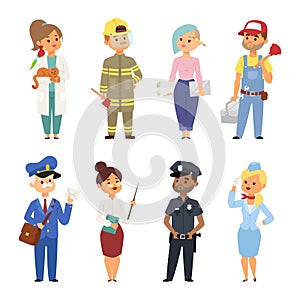 People different professions vector illustration. Success teamwork diversity human work lifestyle. Standing successful