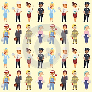 People different professions vector illustration. Success teamwork diversity human work lifestyle. Standing successful