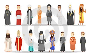 People of different religion. Collection of religious men