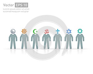 People of different religions. Religion vector symbols and characters. friendship and peace for different creeds photo