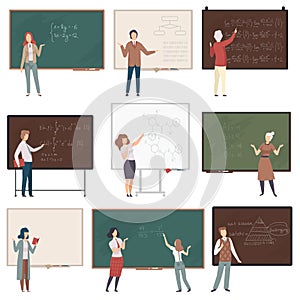 People in different situations. Characters in studying vector illustration photo