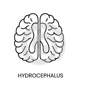 People with disabilities, hydrocephalus brain disease, line icon vector.