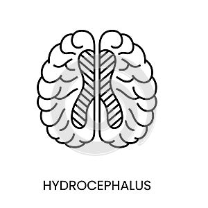 People with disabilities, hydrocephalus brain disease, line icon vector.