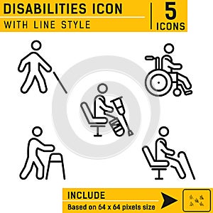 People disabilities vector icon. People disabilities vector icon with line style