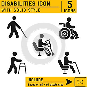 People disabilities vector icon with solid style