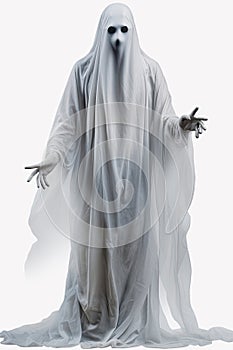 A People disguised a ghost for Halloween isolated on isolated background