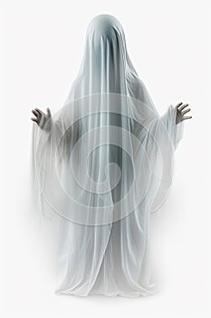 A People disguised a ghost for Halloween isolated on isolated background
