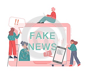 People Disseminating Fake News on Internet, Mass Media Propaganda, Untruth Information Spread Cartoon Vector