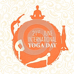 people doing asana and meditation practice for International Yoga Day on 21st June