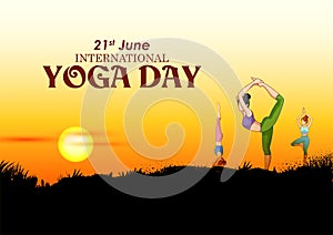 people doing asana and meditation practice for International Yoga Day on 21st June