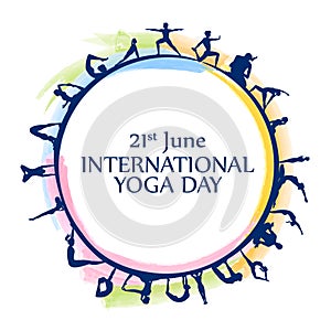 people doing asana and meditation practice for International Yoga Day on 21st June