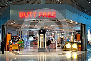 People at duty free shop at Beijing airport