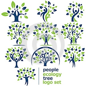 People ecology tree logo set