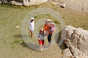 People in the Ein Gedi Nature Reserve