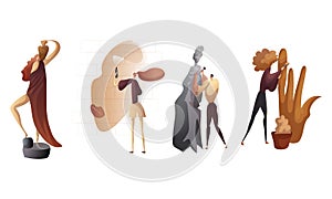 People Engaged in Creative Process and Art Vector Set