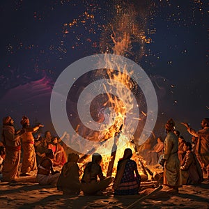 people enjoy the lohri festival