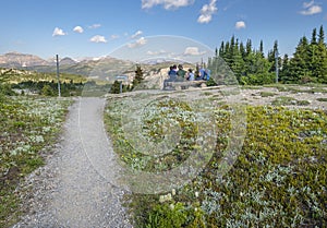 People Enjoy a Viewpoint at Sunshine Meadows