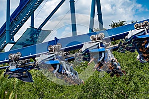 People enjoying having fun Manta Ray rollercoaster at Seaworld 1