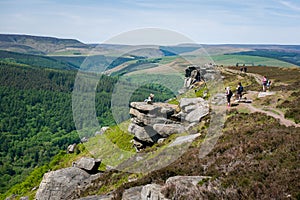 People enjoying hiking on Bamford Edge