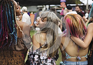 People Enjoying Live Music Concert Festival