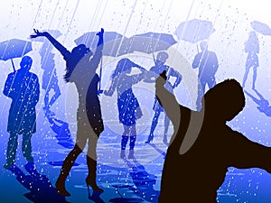 People enjoying the rain